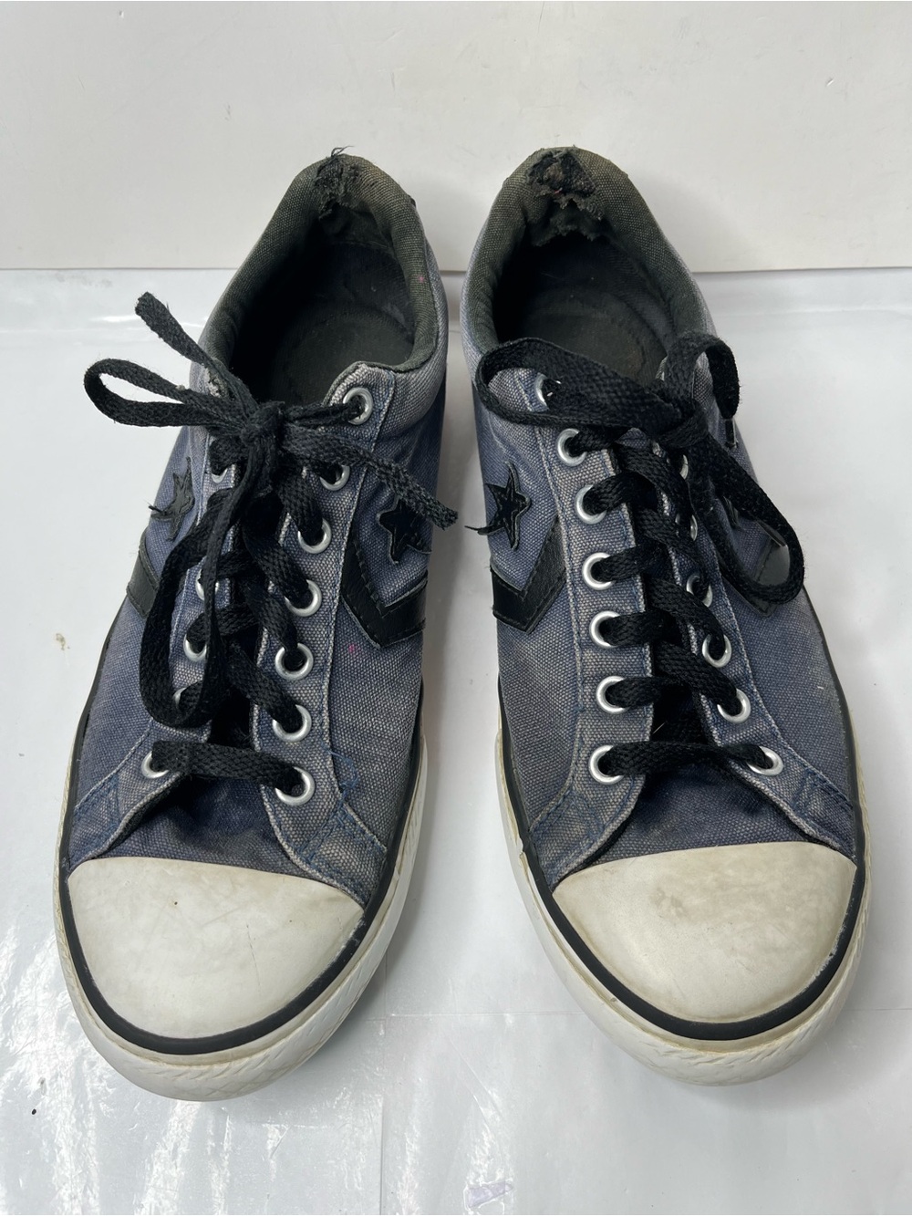 Vintage Converse One Star Low Top Blue Canvas Shoes Distressed Fade Men Size 6